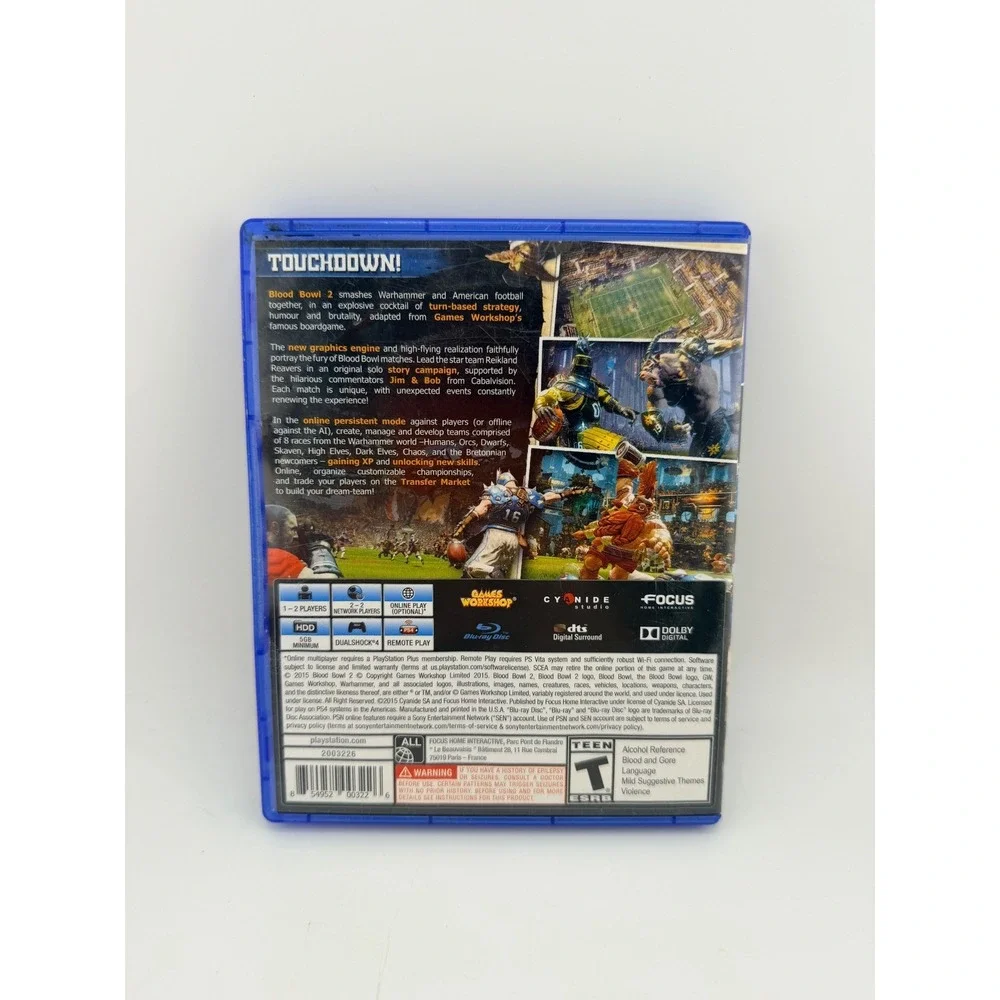 Blood Bowl 2 Sony PlayStation 4 PS4 2015 Warhammer Strategy Sports Game CIB